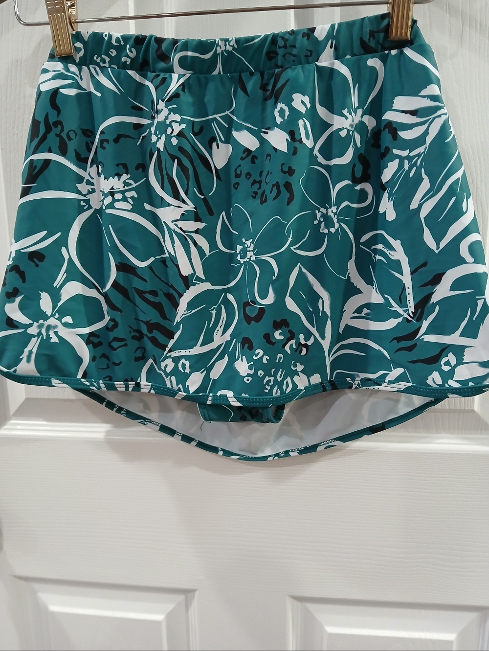 Teal Floral Swim Skirt and Top